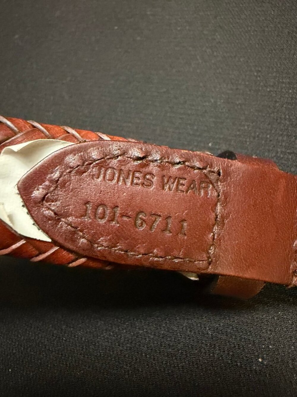 Jones Wear Braided Leather Belt Brown Western Engraved Buckle 101-6711